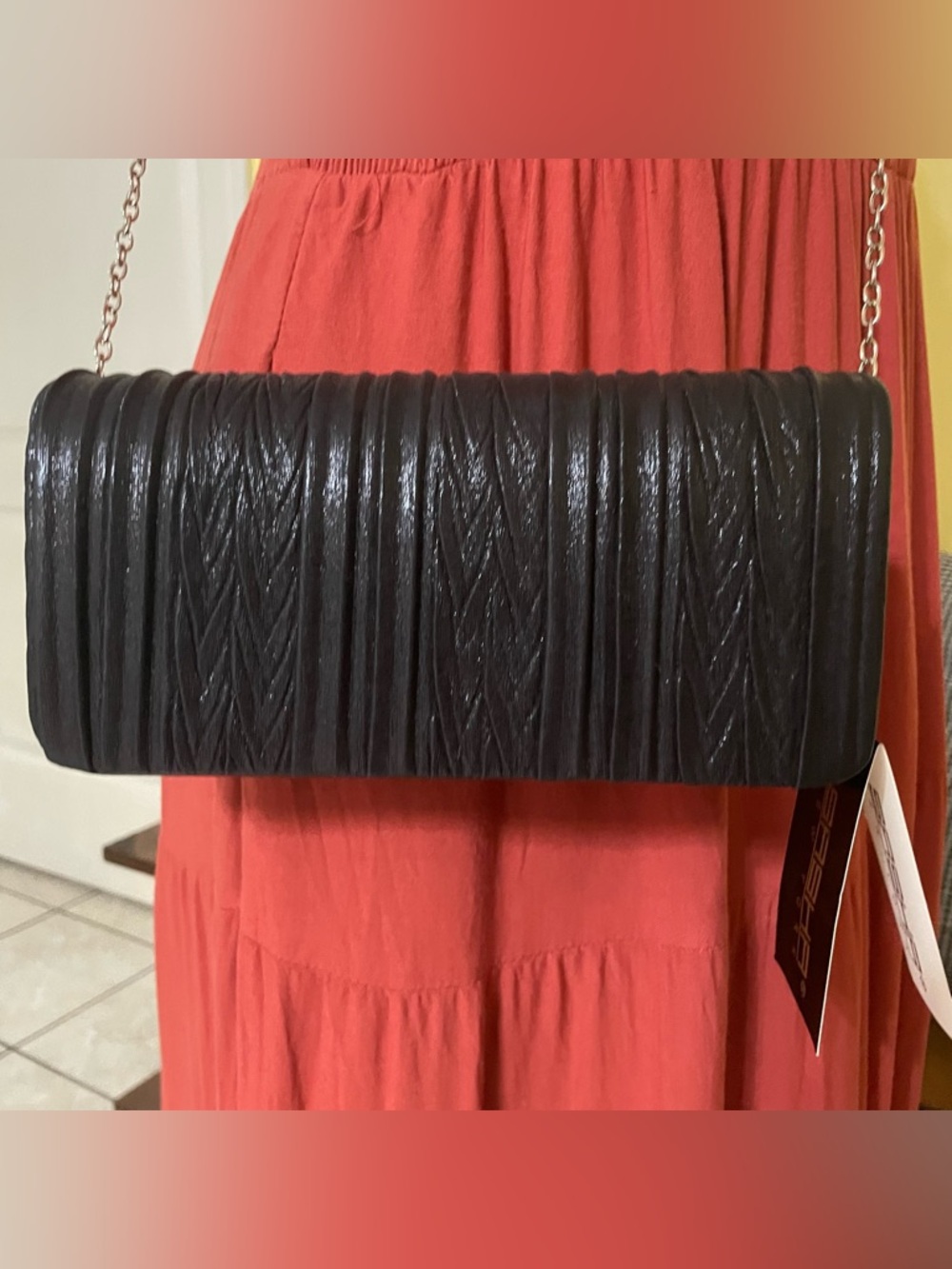 Sasha New York Black Clutch Purse with Chain Strap